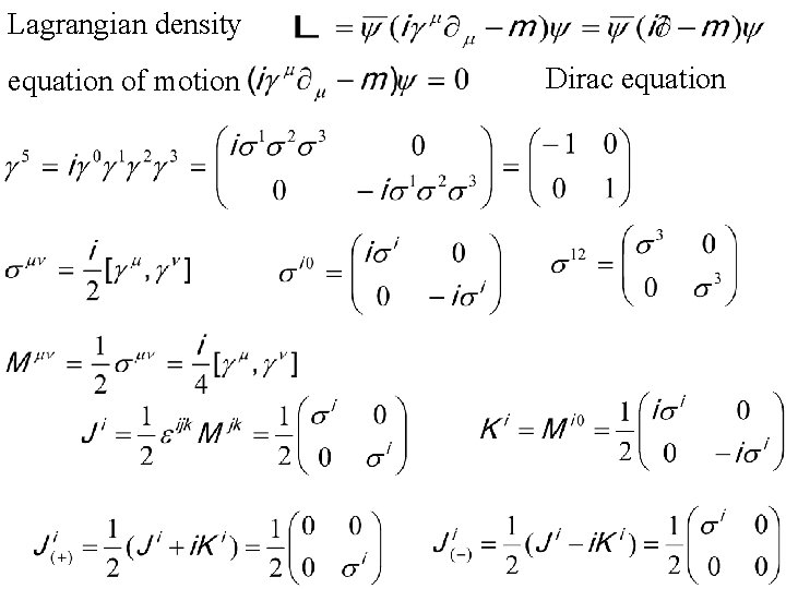 Lagrangian density equation of motion Dirac equation 