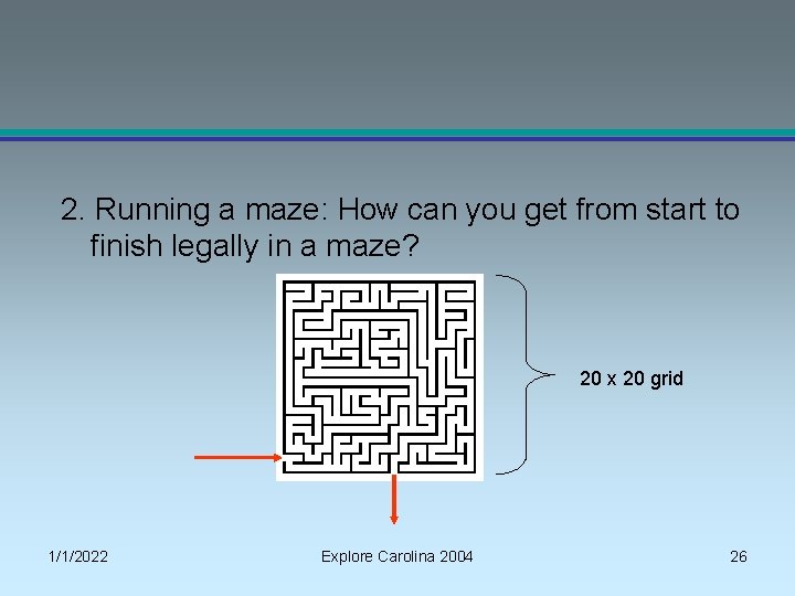 2. Running a maze: How can you get from start to finish legally in