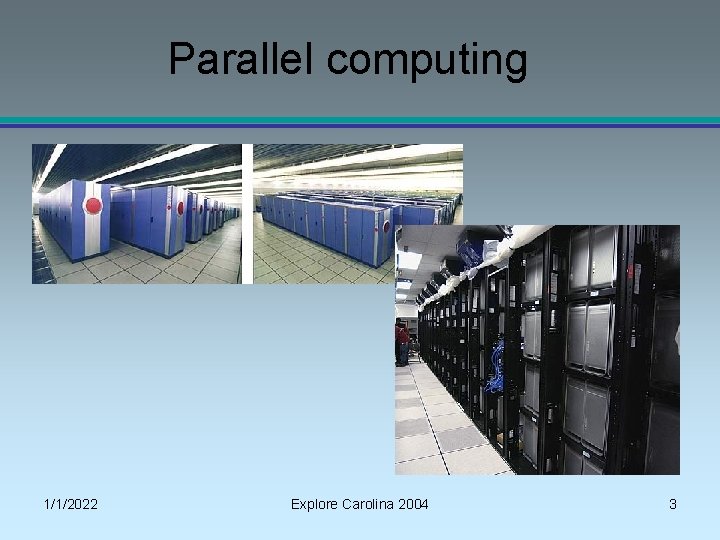 Parallel computing 1/1/2022 Explore Carolina 2004 3 