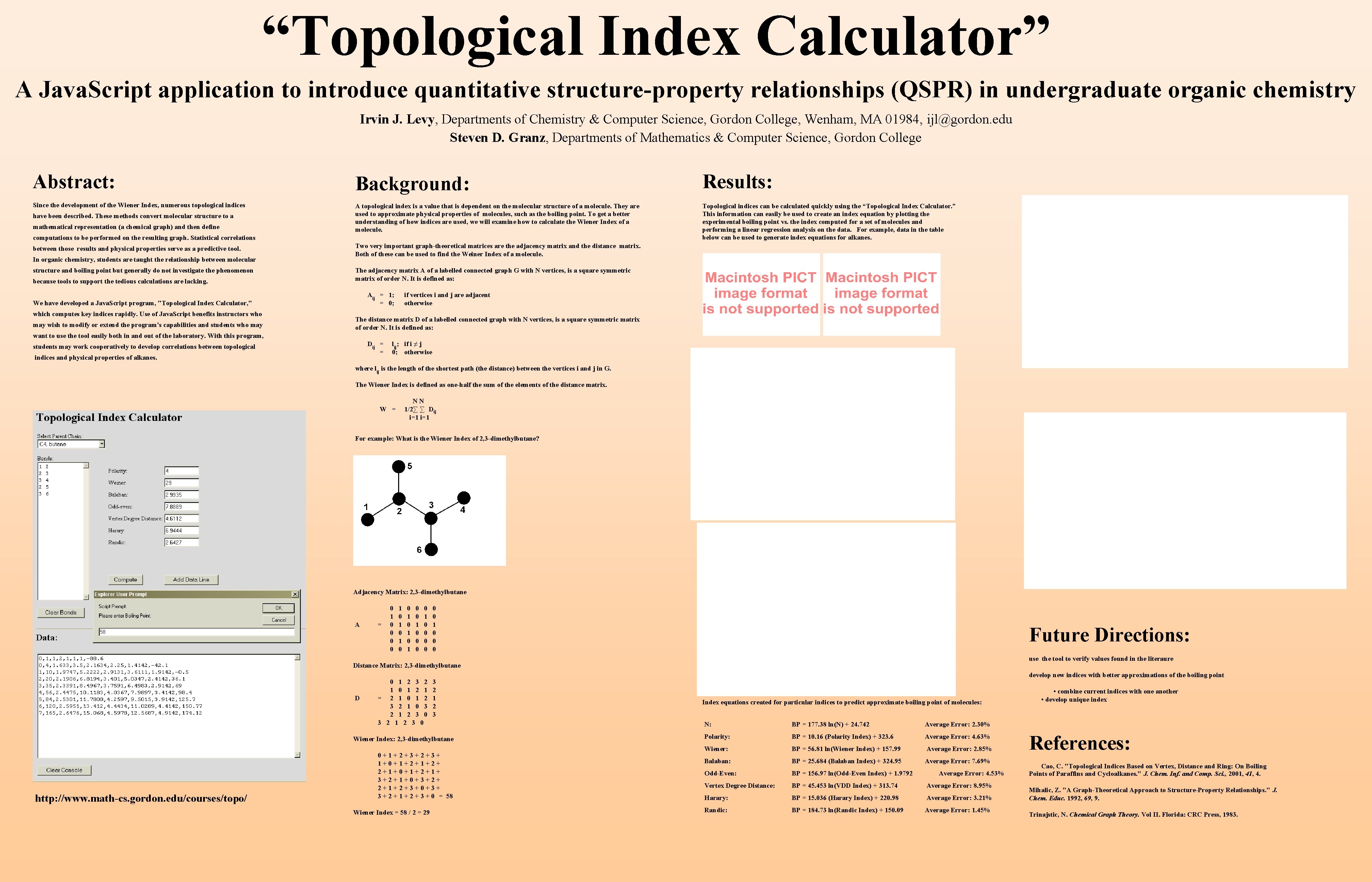 “Topological Index Calculator” A Java. Script application to introduce quantitative structure-property relationships (QSPR) in