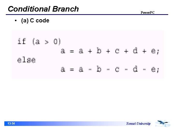 Conditional Branch Power. PC • (a) C code 13 -54 Yonsei University 