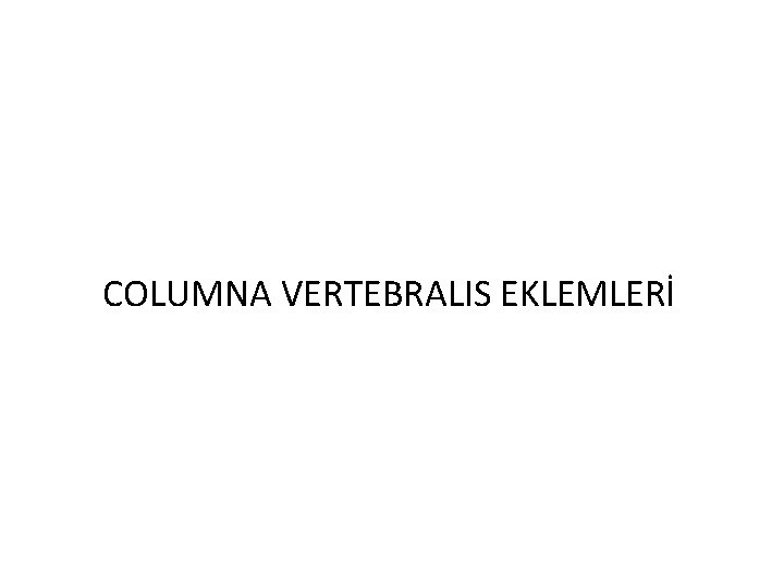 COLUMNA VERTEBRALIS EKLEMLERİ 