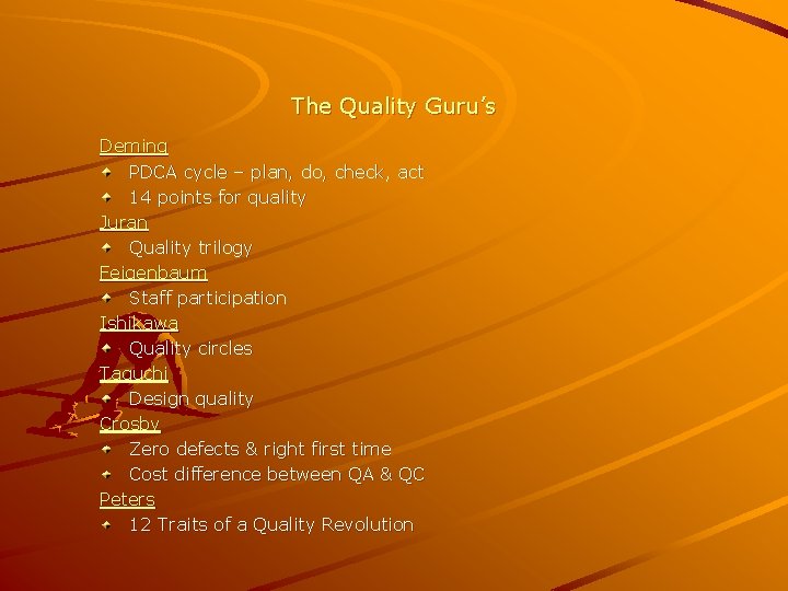 The Quality Guru’s Deming PDCA cycle – plan, do, check, act 14 points for