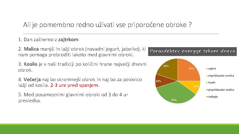 Ali je pomembno redno uživati vse priporočene obroke ? 1. Dan začnemo z zajtrkom