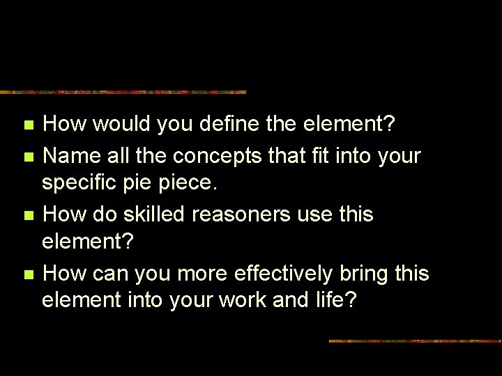 n n How would you define the element? Name all the concepts that fit