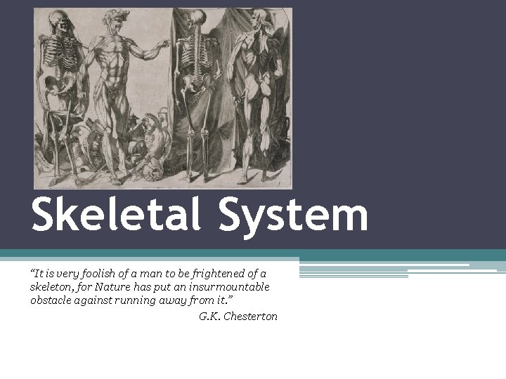 Skeletal System “It is very foolish of a man to be frightened of a