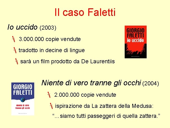 Il caso Faletti Io uccido (2003) 3. 000 copie vendute tradotto in decine di