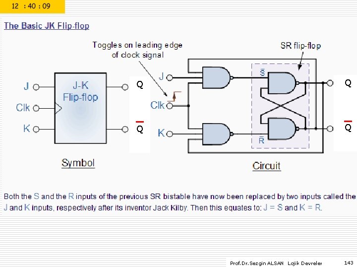 Q Q Prof. Dr. Sezgin ALSAN Lojik Devreler 143 