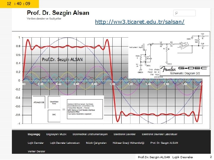 http: //ww 3. ticaret. edu. tr/salsan/ Prof. Dr. Sezgin ALSAN Lojik Devreler 2 