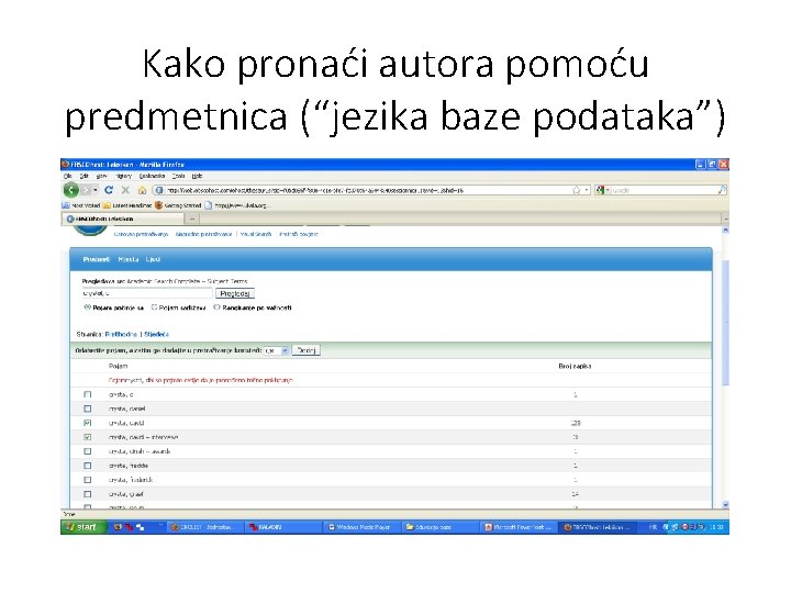 Kako pronaći autora pomoću predmetnica (“jezika baze podataka”) 