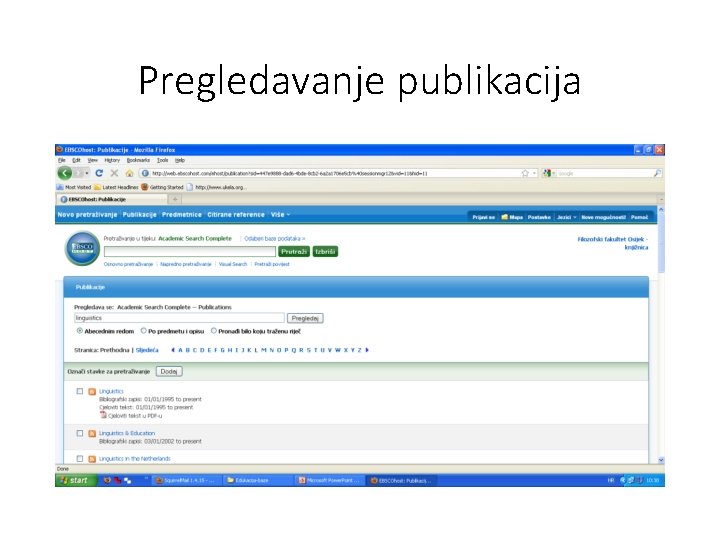 Pregledavanje publikacija Pregledavanje publikacija
