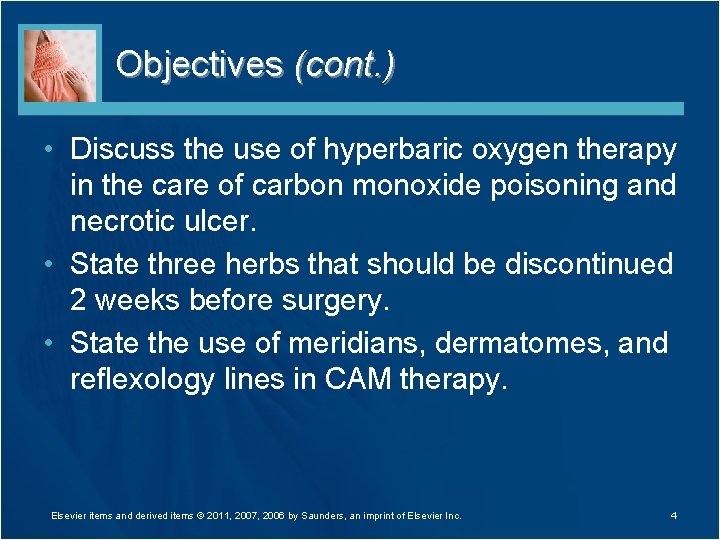 Objectives (cont. ) • Discuss the use of hyperbaric oxygen therapy in the care