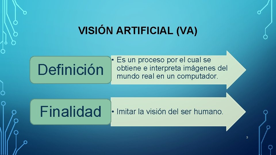 VISIÓN ARTIFICIAL (VA) Definición • Es un proceso por el cual se obtiene e VISIÓN ARTIFICIAL (VA) Definición • Es un proceso por el cual se obtiene e