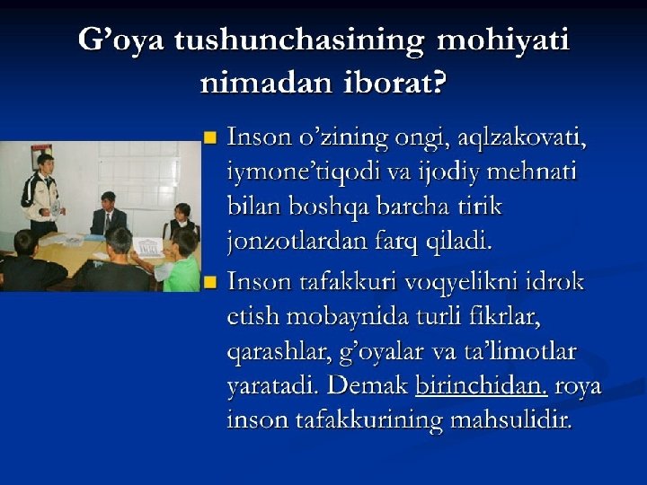 G’OYA – MUAYYAN MAQSADNI AMALGA OSHIRISH UCHUN ILGARI SURILGAN IZCHIL FIKRLAR HARSA VA XODISALARNI