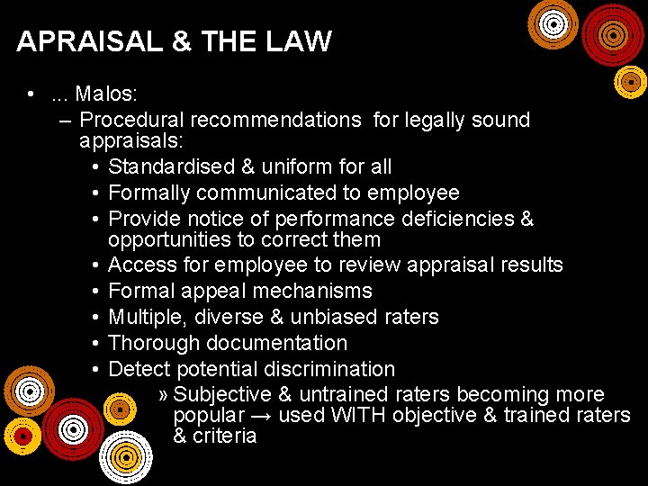 APRAISAL & THE LAW • . . . Malos: – Procedural recommendations for legally