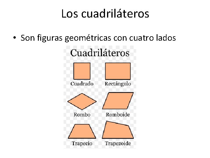 Los cuadriláteros • Son figuras geométricas con cuatro lados 