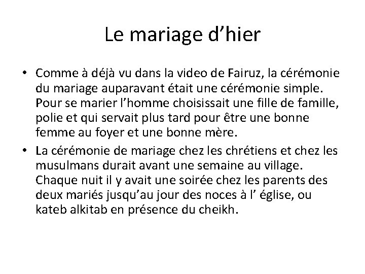 Le mariage d’hier • Comme à déjà vu dans la video de Fairuz, la