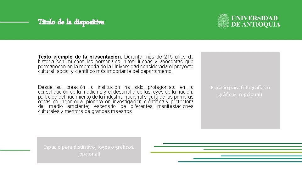 Título de la diapositiva Texto ejemplo de la presentación. Durante más de 215 años