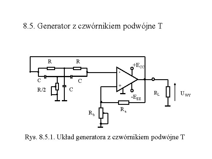 8. 5. Generator z czwórnikiem podwójne T R R +ECC C R/2 C +