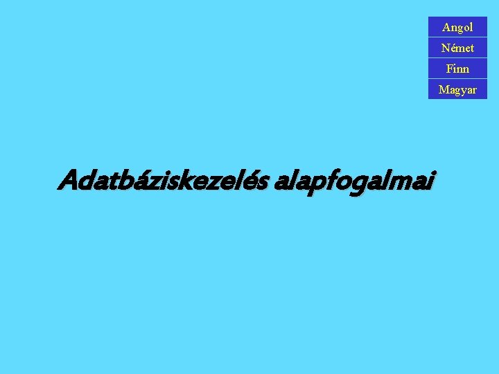 Angol Német Finn Magyar Adatbáziskezelés alapfogalmai 