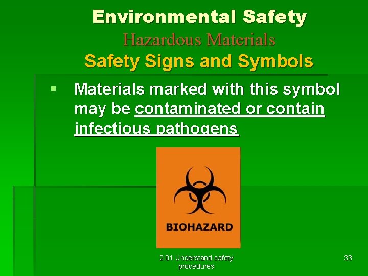 Environmental Safety Hazardous Materials Safety Signs and Symbols § Materials marked with this symbol