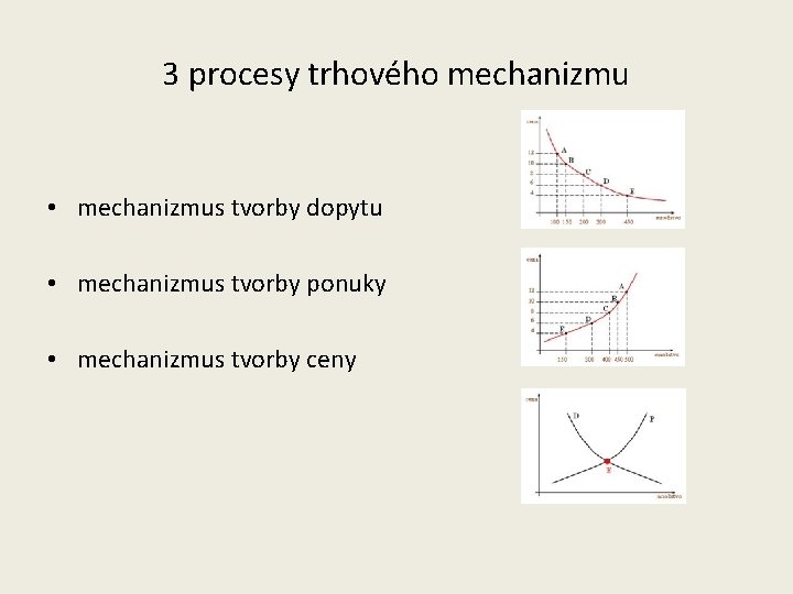 3 procesy trhového mechanizmu • mechanizmus tvorby dopytu • mechanizmus tvorby ponuky • mechanizmus