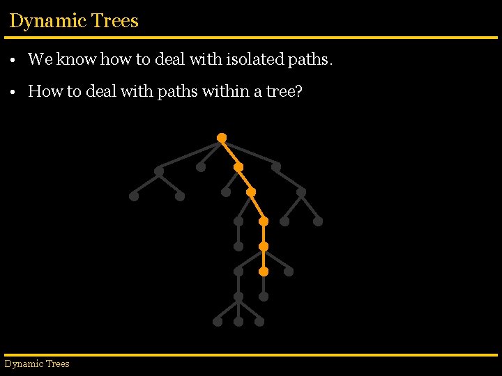 Dynamic Trees • We know how to deal with isolated paths. • How to