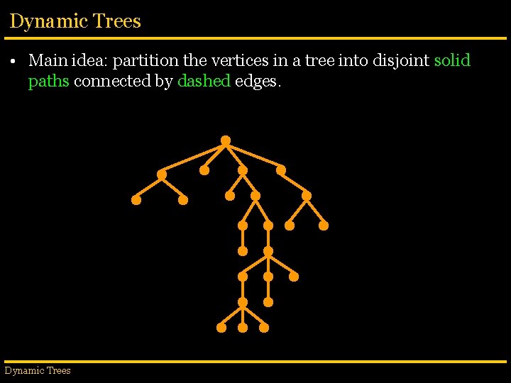 Dynamic Trees • Main idea: partition the vertices in a tree into disjoint solid