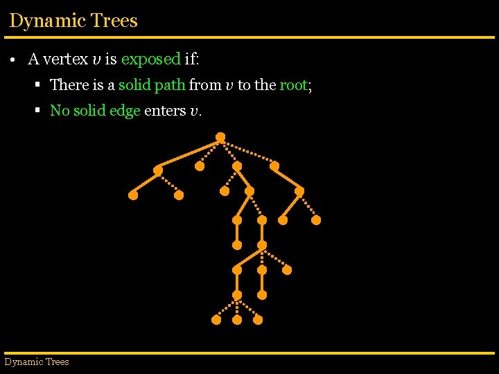 Dynamic Trees • A vertex v is exposed if: § There is a solid