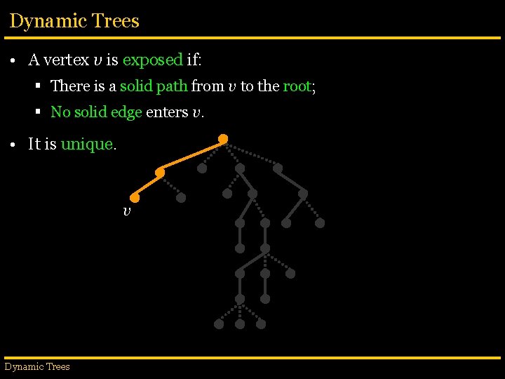 Dynamic Trees • A vertex v is exposed if: § There is a solid