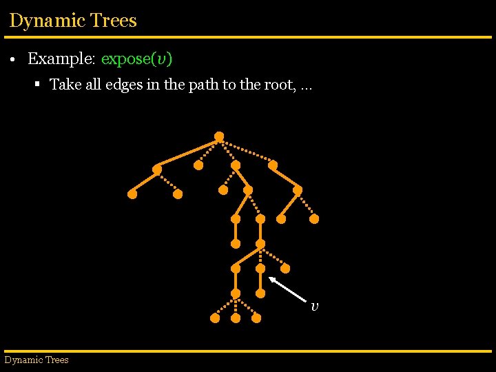 Dynamic Trees • Example: expose(v) § Take all edges in the path to the