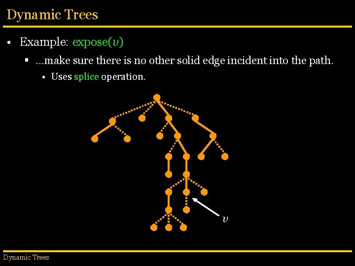 Dynamic Trees • Example: expose(v) § …make sure there is no other solid edge