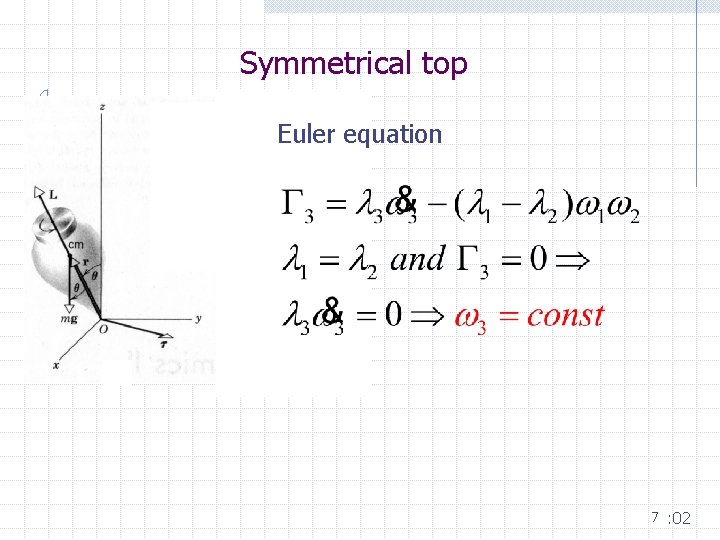 Symmetrical top Euler equation 7 : 02 