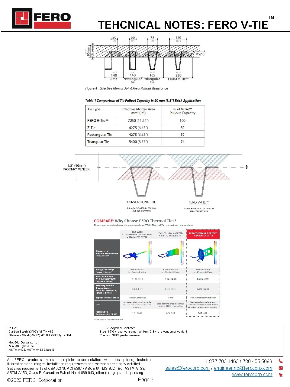 TEHCNICAL NOTES: FERO V-TIE V-Tie: Carbon Steel (ø 3/16”) ASTM A 82 Stainless Steel