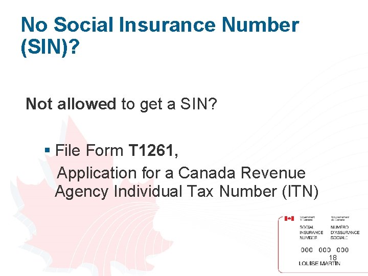 No Social Insurance Number (SIN)? Not allowed to get a SIN? § File Form