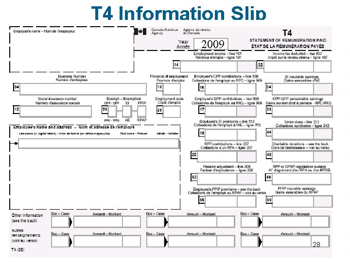 T 4 Information Slip 2009 L. 101 QC 28 
