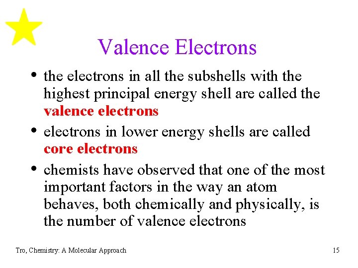 Valence Electrons • the electrons in all the subshells with the • • highest