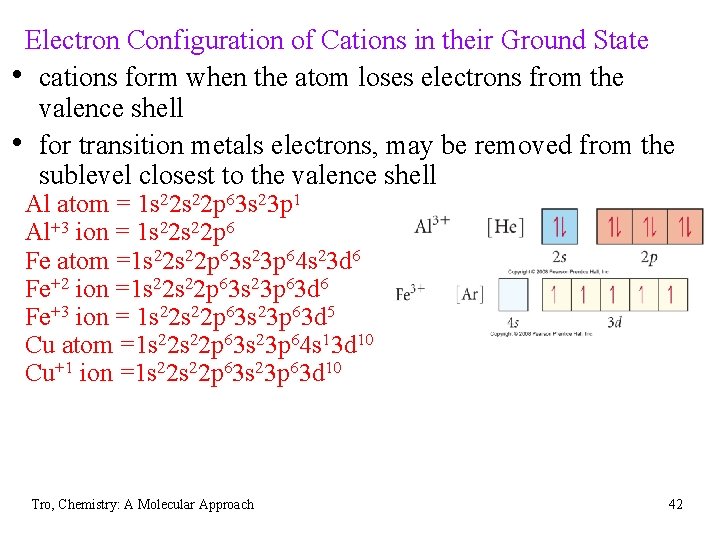 Electron Configuration of Cations in their Ground State • cations form when the atom