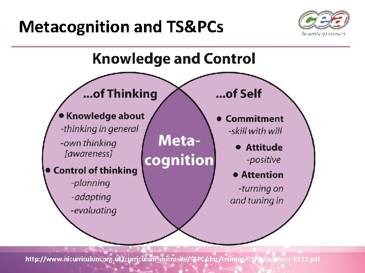 Metacognition and TS&PCs http: //www. nicurriculum. org. uk/curriculum_microsite/TSPC/doc/training/TSPC-Guidance-KS 12. pdf 