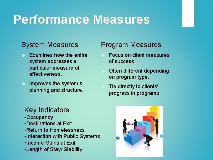 Performance Measures System Measures Examines how the entire system addresses a particular measure of