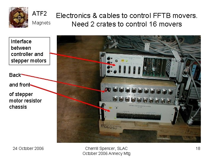 ATF 2 Magnets Electronics & cables to control FFTB movers. Need 2 crates to