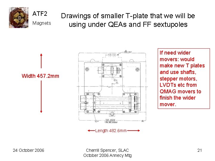 ATF 2 Magnets Drawings of smaller T-plate that we will be using under QEAs