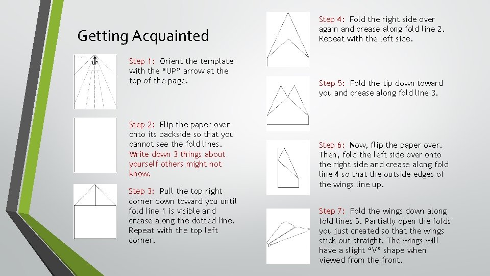 Getting Acquainted Step 1: Orient the template with the “UP” arrow at the top