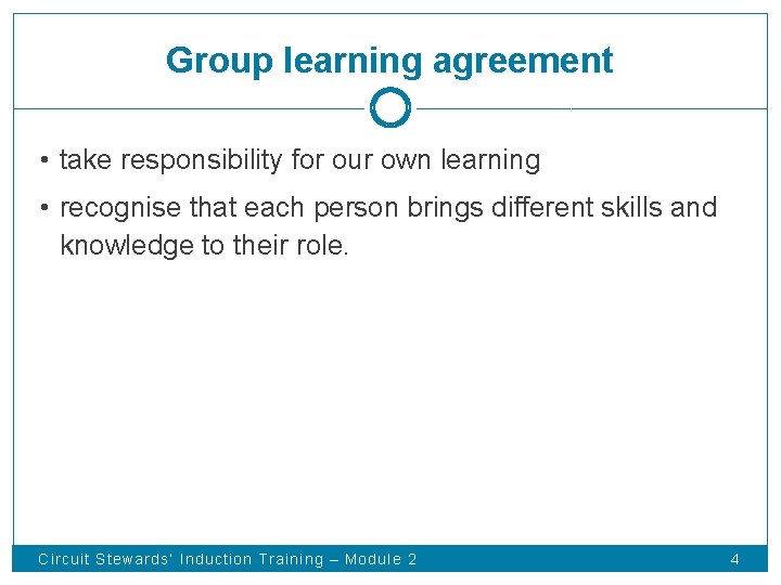 Group learning agreement • take responsibility for our own learning • recognise that each