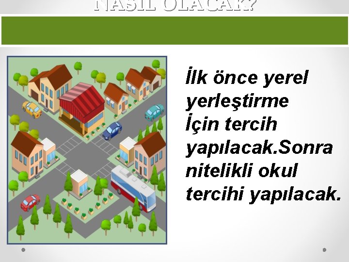 NASIL OLACAK? İlk önce yerel yerleştirme İçin tercih yapılacak. Sonra nitelikli okul tercihi yapılacak.