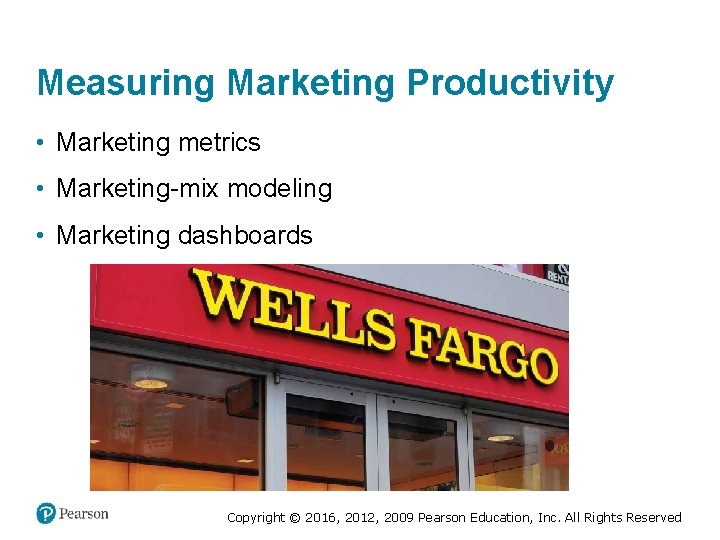 Measuring Marketing Productivity • Marketing metrics • Marketing-mix modeling • Marketing dashboards Copyright ©