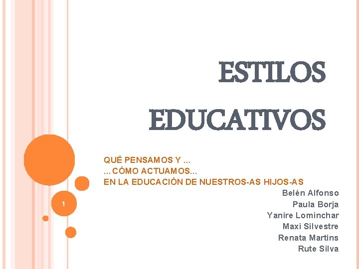 ESTILOS EDUCATIVOS 1 QUÉ PENSAMOS Y … …CÓMO ACTUAMOS… EN LA EDUCACIÓN DE NUESTROS-AS