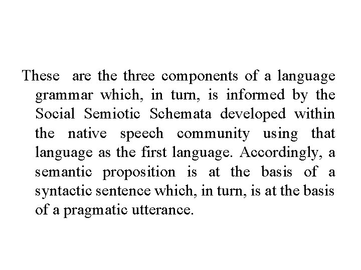 These are three components of a language grammar which, in turn, is informed by