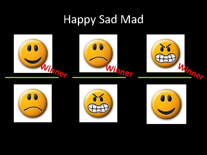 Happy Sad Mad Win ner Winn er Wi nne r 