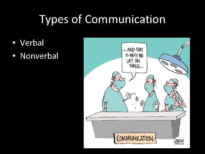 Types of Communication • Verbal • Nonverbal 